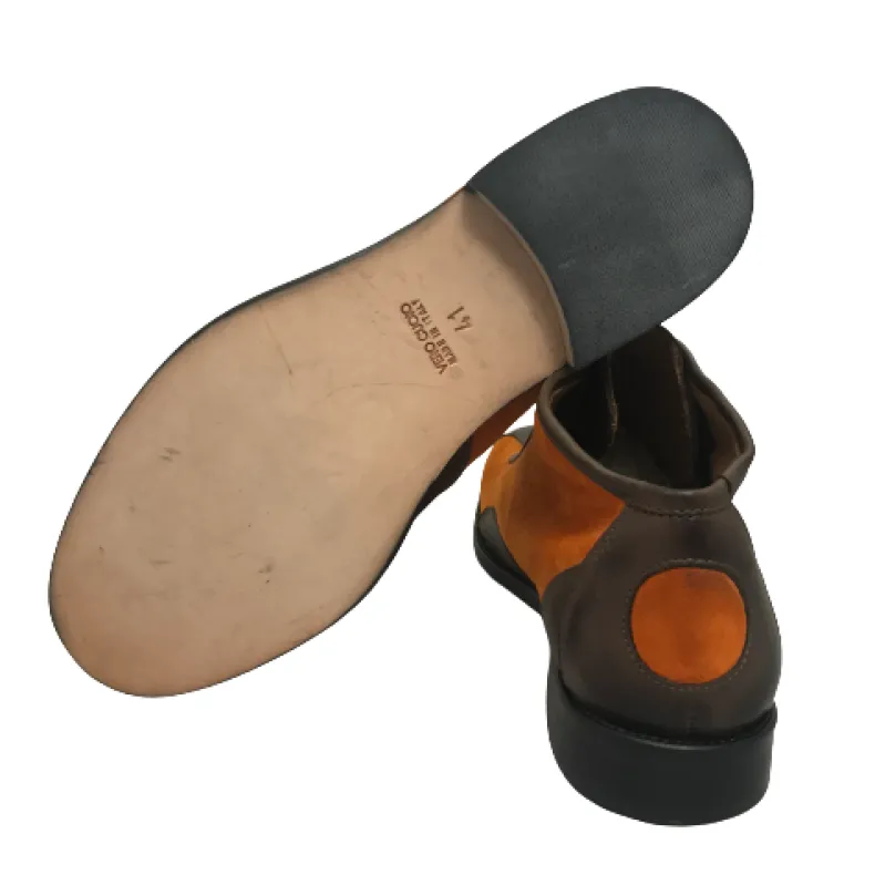 Tazio In Brown Leather And Orange Suede