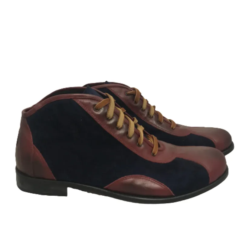 Tazio In Burgundy Leather And Blue Suede