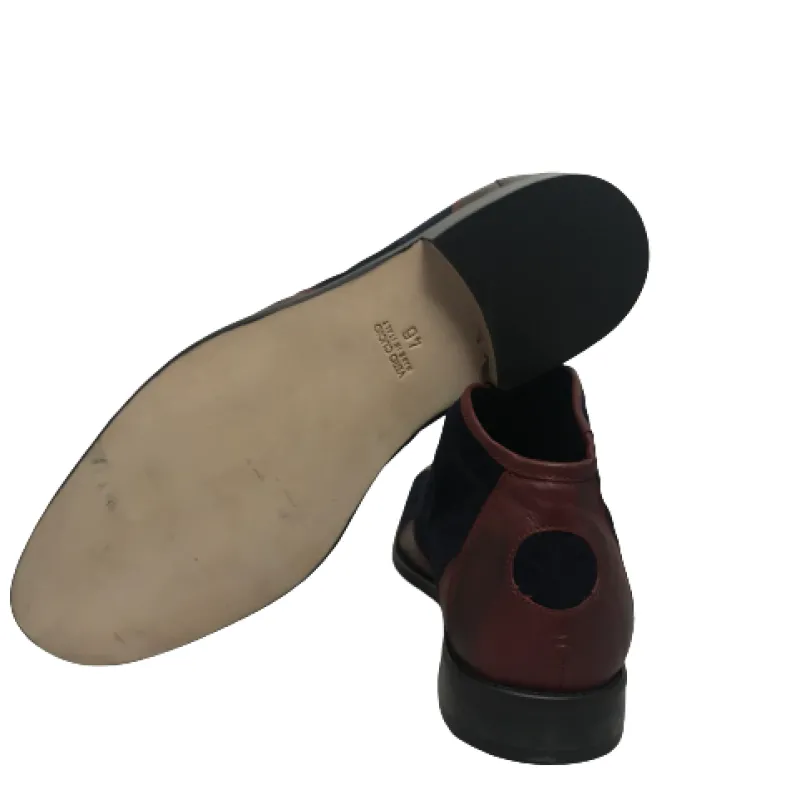 Tazio In Burgundy Leather And Blue Suede