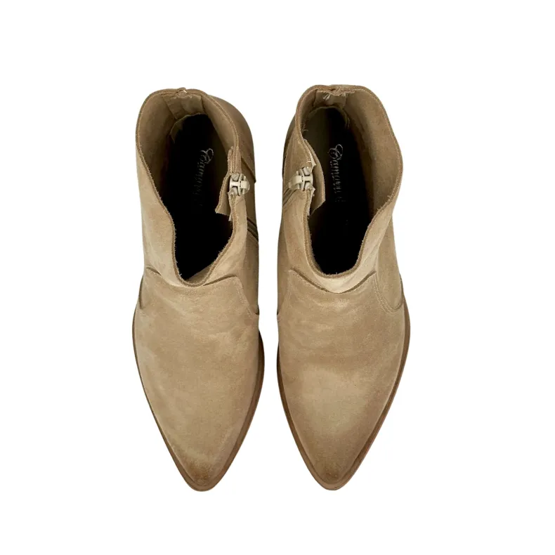 Texan Ankle Boot In Brushed Beige Suede