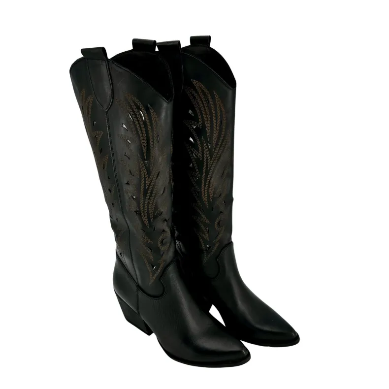 Texan In Black Lasered Leather