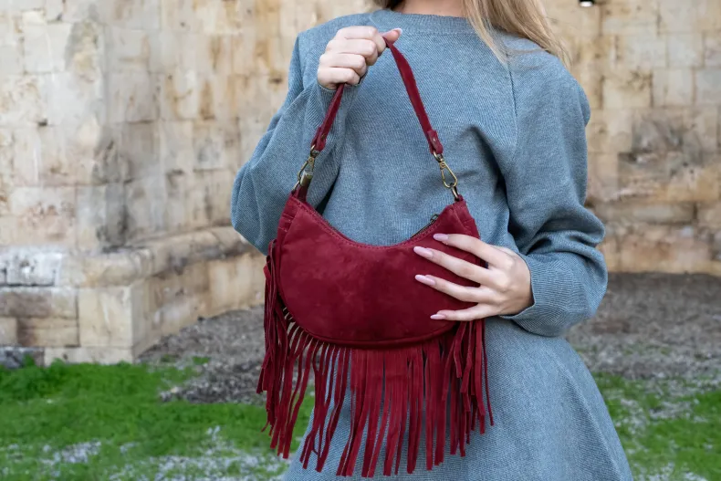 Texas – Suede Handbag With Fringes
