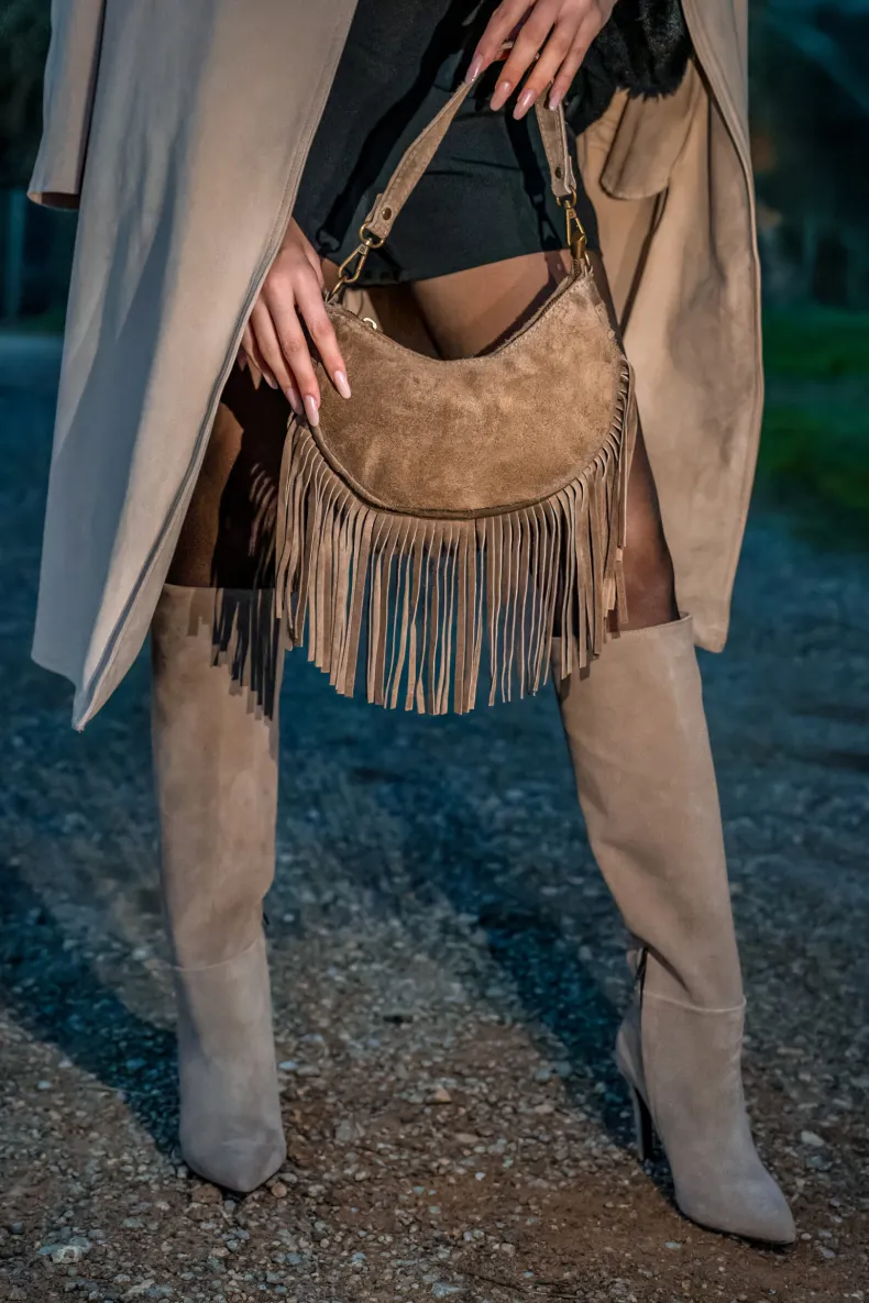 Texas – Suede Handbag With Fringes