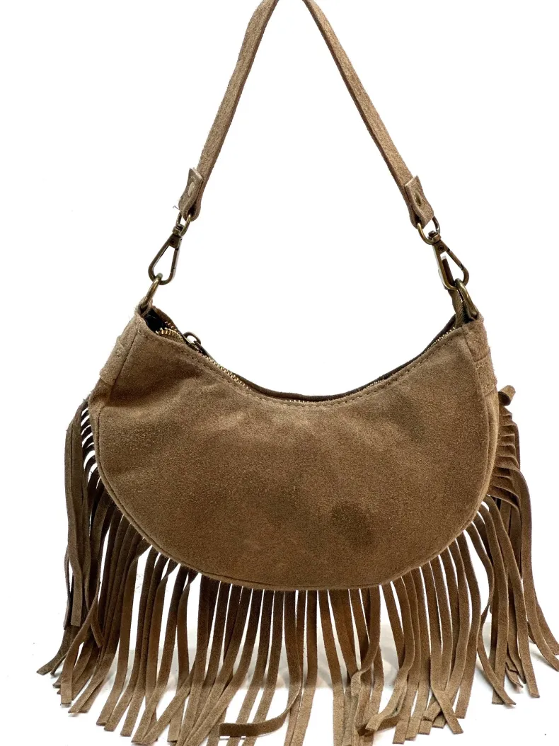 Texas – Suede Handbag With Fringes