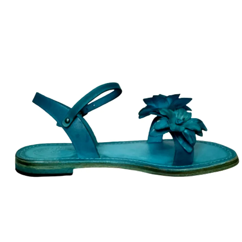 Turquoise Leather Sandal Mod. Florence