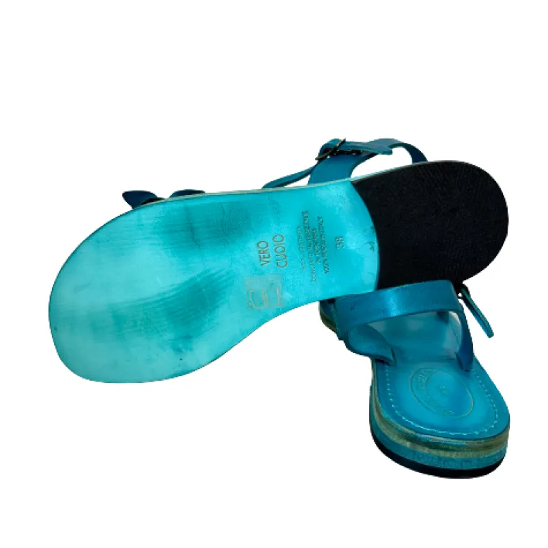Turquoise Leather Sandal Mod. Florence