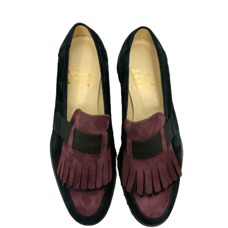 Two-tone Blue / Burgundy Moccasin
