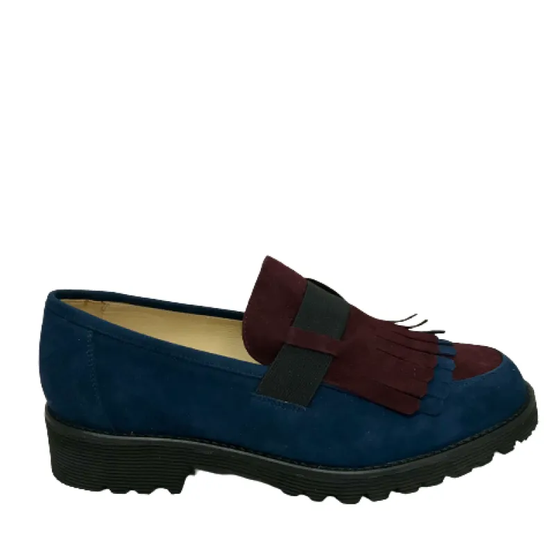 Two-tone Blue / Burgundy Moccasin