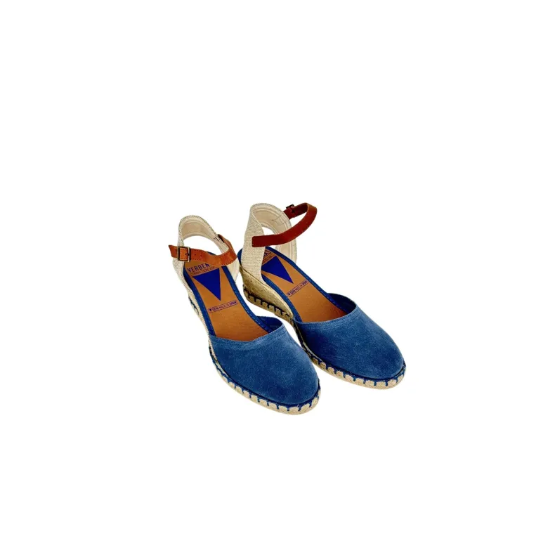 Verbenas Blue Iris Suede Wedge Espadrilles