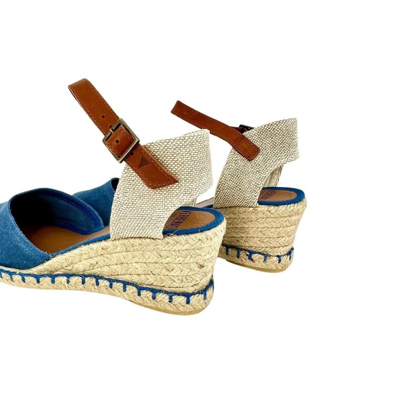 Verbenas Blue Iris Suede Wedge Espadrilles