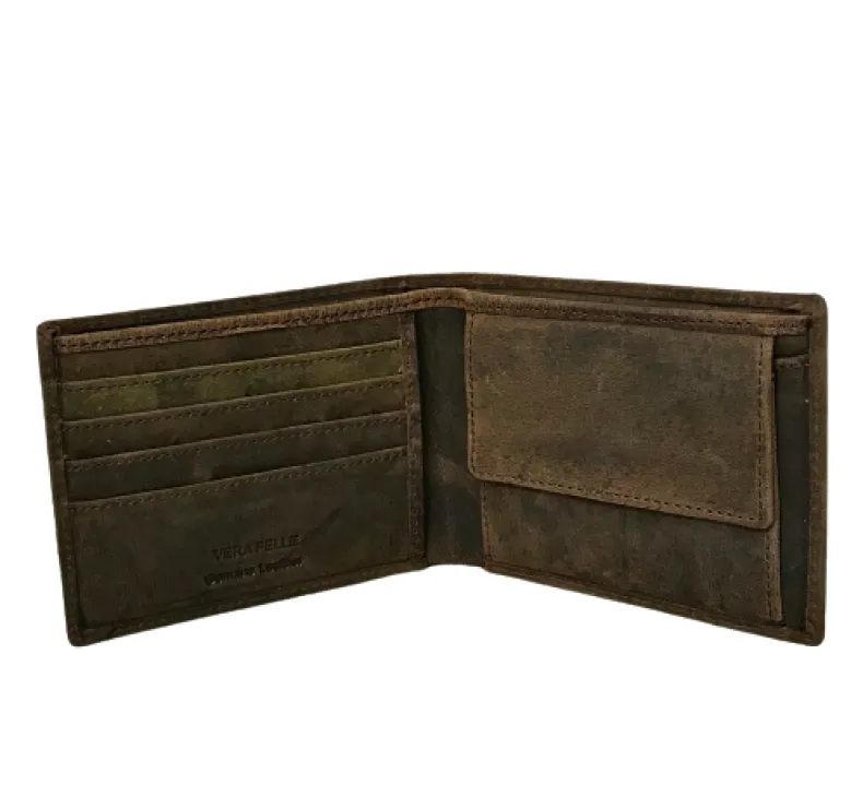Wallet In Dark Brown Oiled Leather