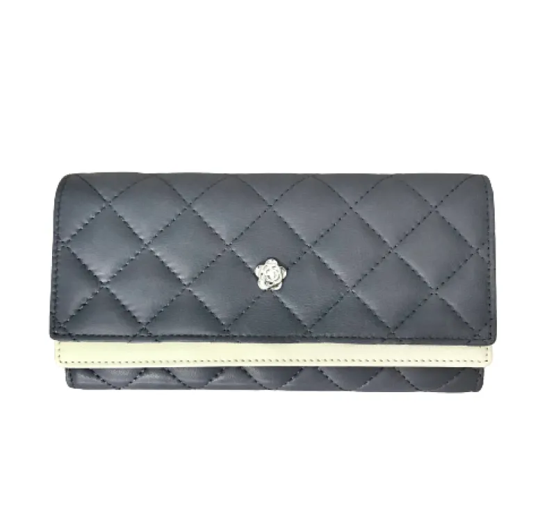 Wallet In Gray And Cream Leather