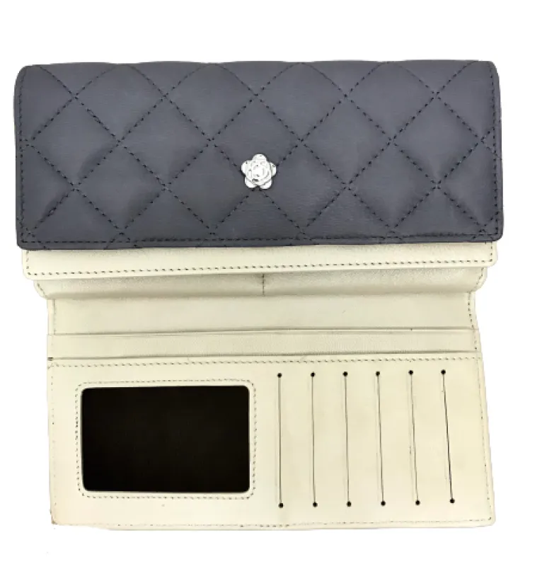 Wallet In Gray And Cream Leather