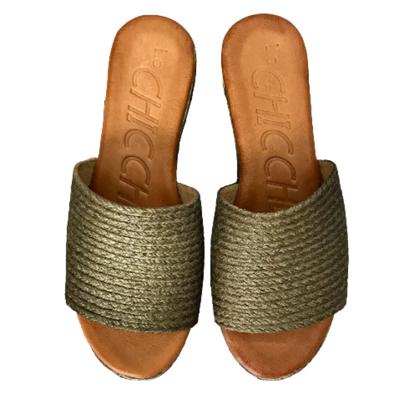 Wedge With Khaki Raffia Band