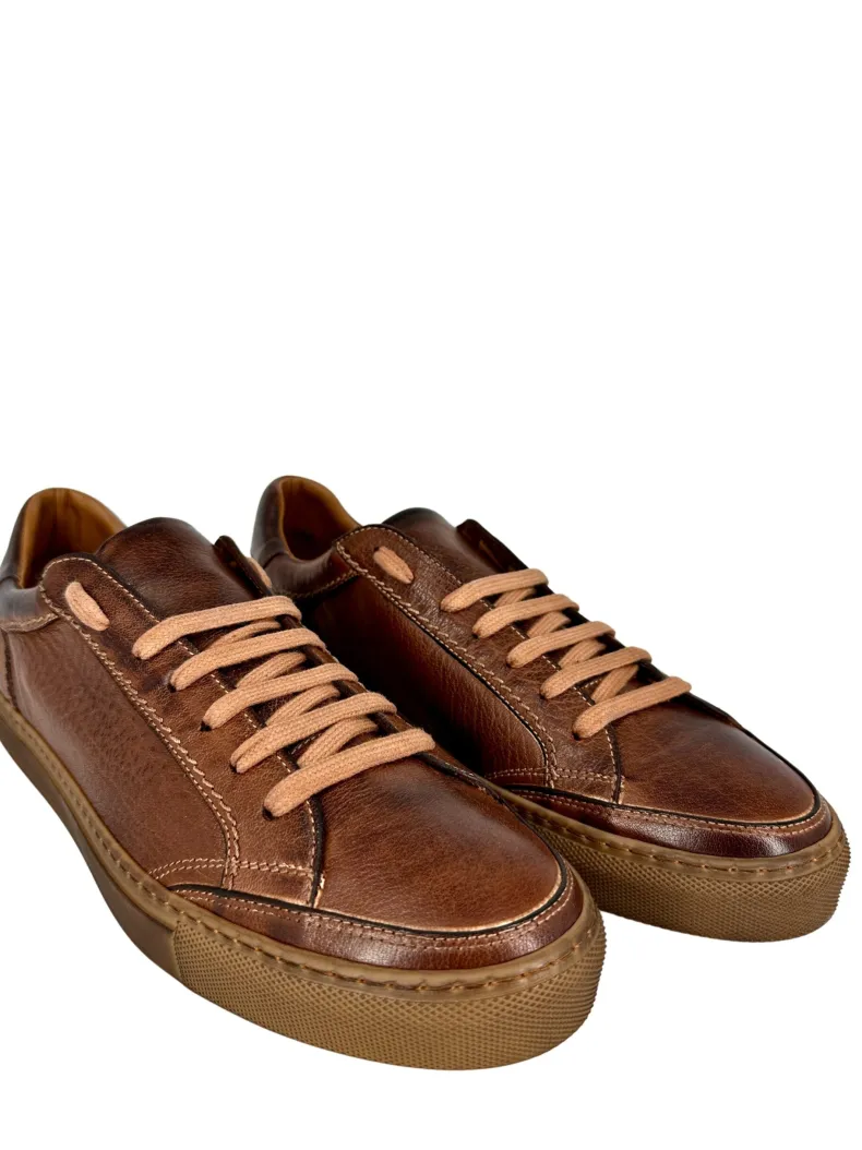 Wilde – Handcrafted Sneaker In Brown Dipped Buffalo Leather