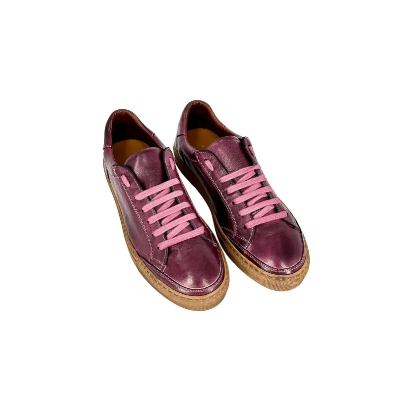 Wilde – Handcrafted Sneaker In Burgundy Dipped Buffalo Leather