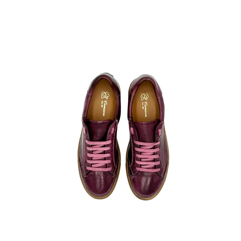 Wilde – Handcrafted Sneaker In Burgundy Dipped Buffalo Leather