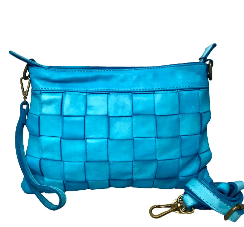 Woven Bag With Strap And Sage Green Shoulder Strap