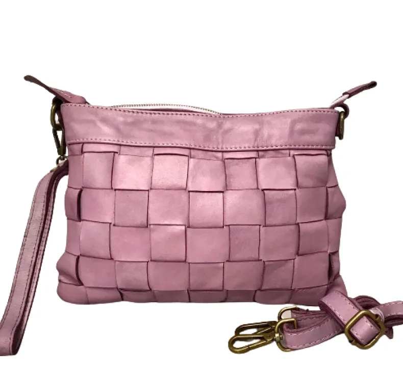 Woven Bag With Strap And Sage Green Shoulder Strap