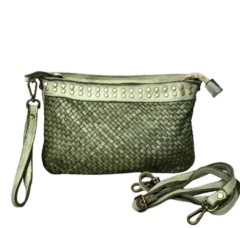 Woven Clutch Bag With Strap And Shoulder Strap