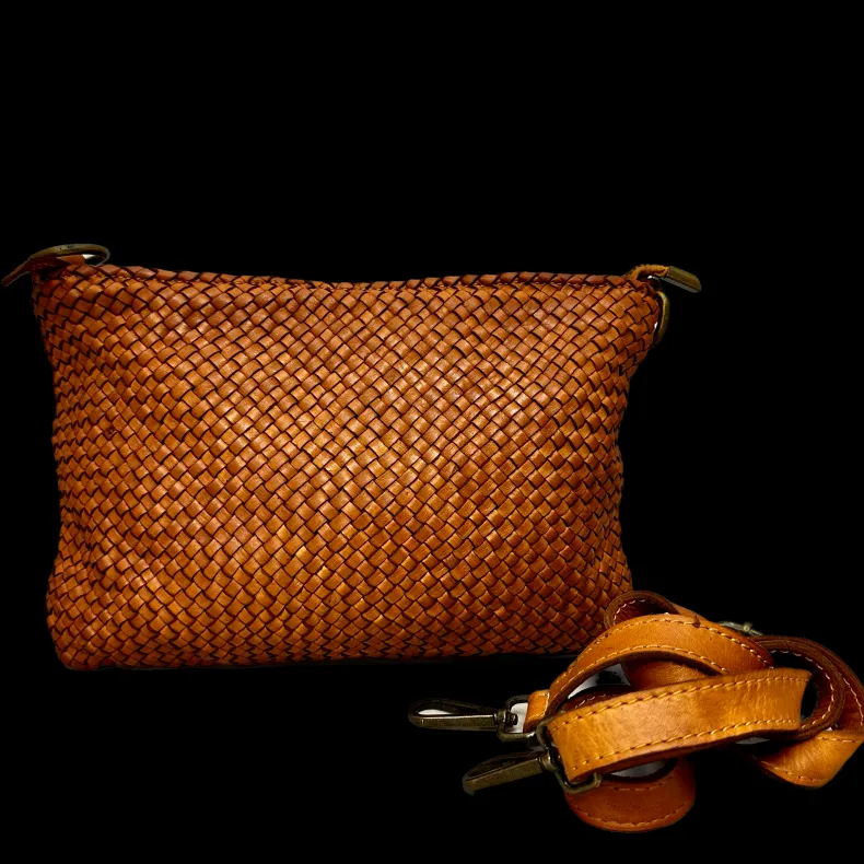 Woven Leather Bag With Shoulder Strap