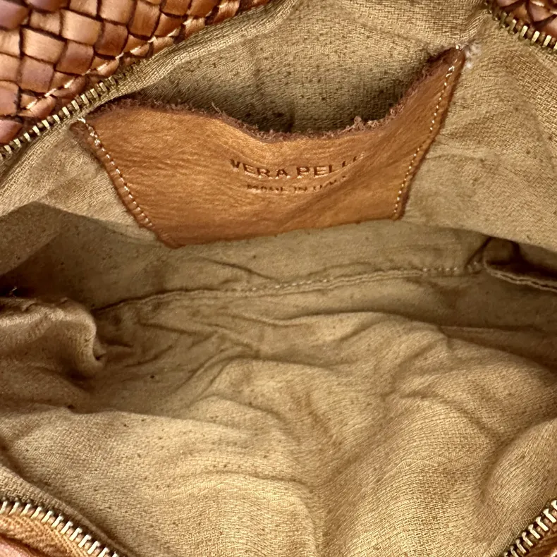 Woven Leather Bag With Shoulder Strap