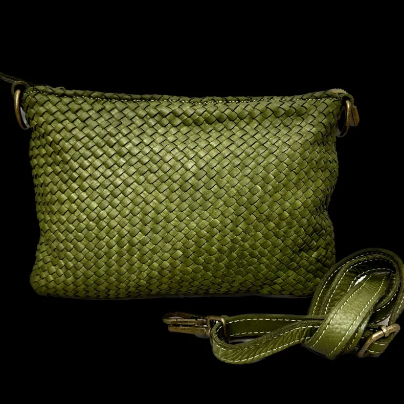 Woven Leather Bag With Shoulder Strap