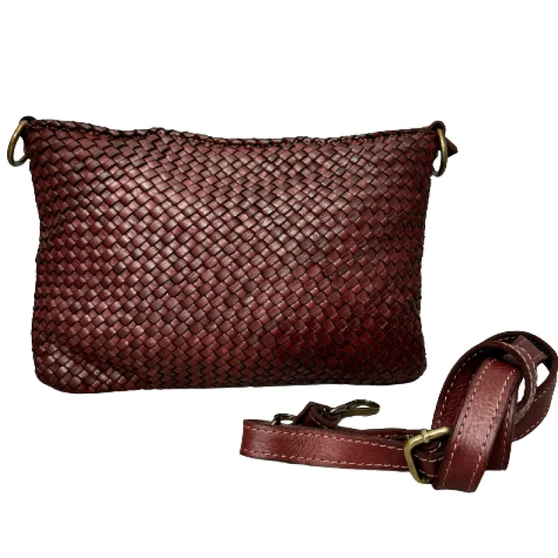 Woven Leather Bag With Shoulder Strap