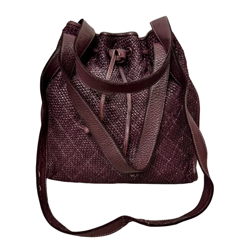 Woven Leather Bucket Bag With Two Shoulder Straps