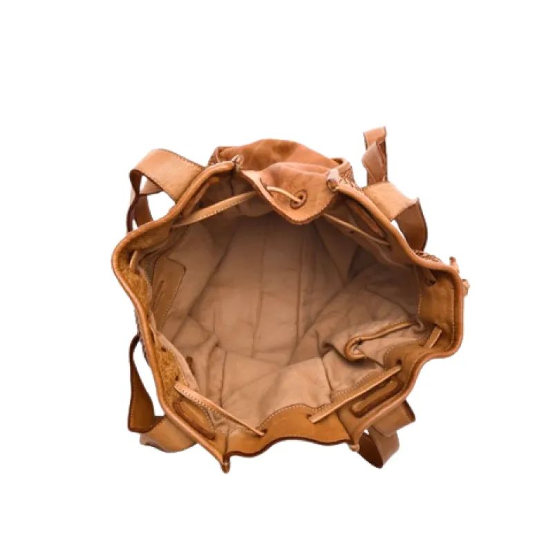 Woven Leather Bucket Bag With Two Shoulder Straps