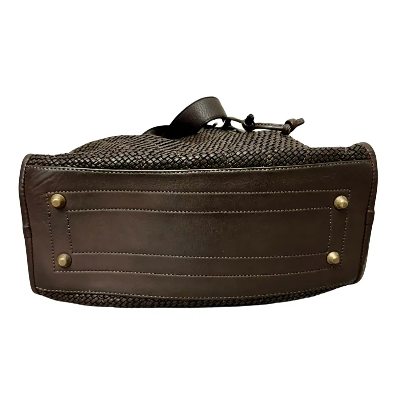 Woven Leather Bucket Bag With Two Shoulder Straps